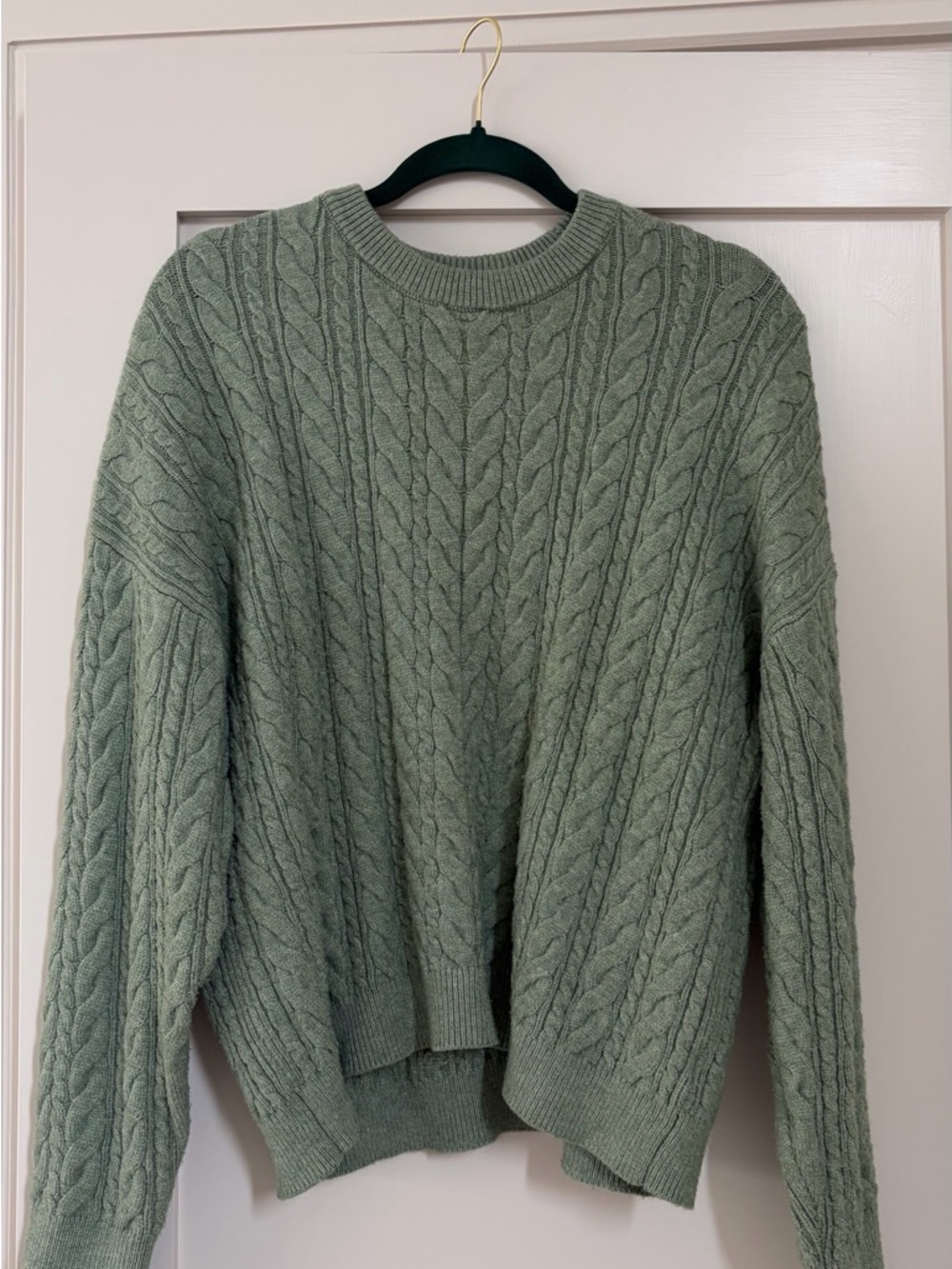 Philosophy Cable Knit Crewneck Sweater - Sage Green
